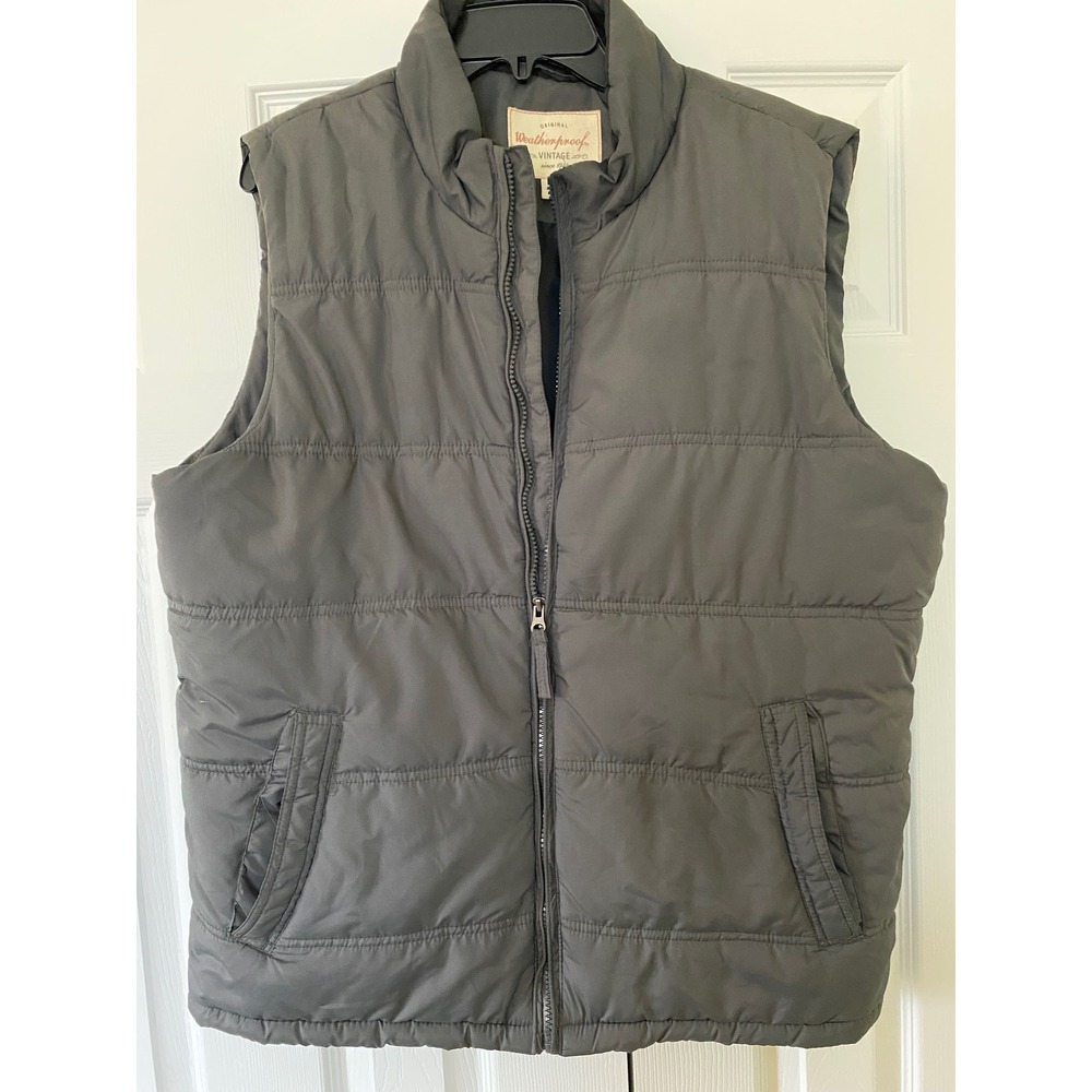 Weatherproof Puffer Vest Mens Large Gray Quilted Full Zip Gorpcore Outdoor